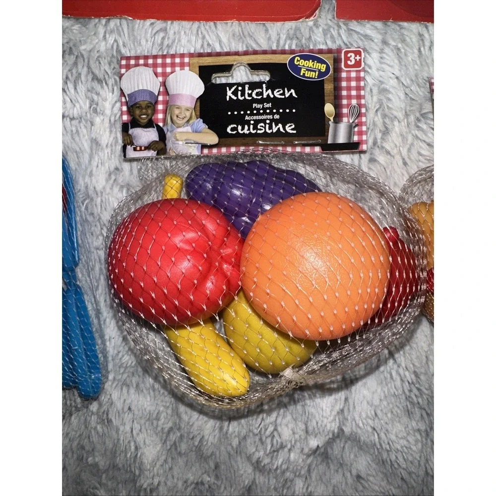 Play Food Set for Kids & Toddlers Kitchen Toy Playset Pretend Fake Pans Utensils
